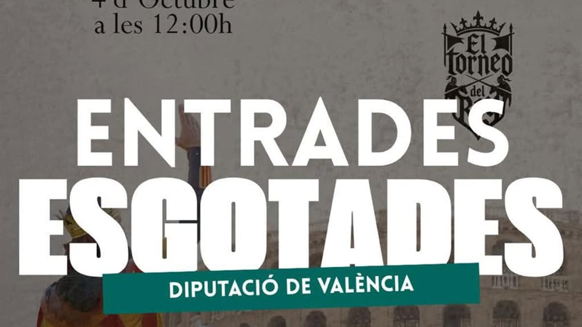 Cartel promocional de El Torneig del Rei, espectáculo conmemorativo de los 750 años de la muerte de Jaume I, organizado por la Diputación de Valencia el 4 de octubre en la Plaça de Bous