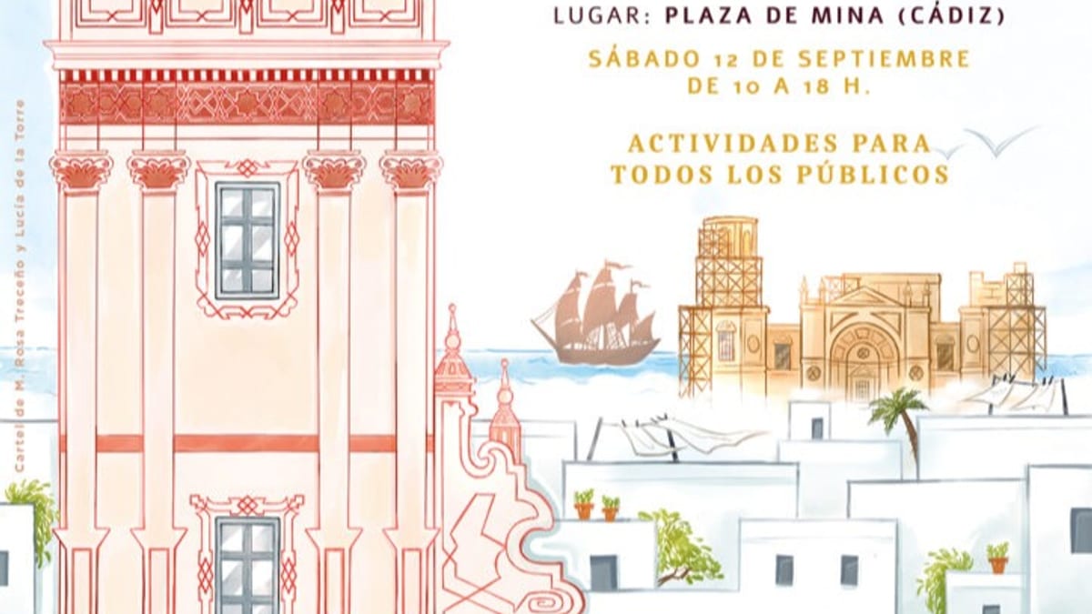 Cartel promocional de Viñetas de un Nuevo Mundo: concurso de cómic en vivo en plaza de Mina de Cádiz, sábado 12 de septiembre