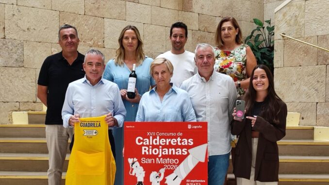 Abierto el plazo para participar en el XVII Concurso de Calderetas Riojanas 2026 Cartel del XVII Concurso de Calderetas Riojanas San Mateo 2026 del Ayuntamiento de Logroño, celebrado el 22 de septiembre de 10 a 17 horas en la calle Gonzalo de Berceo
