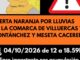 Cartel de alerta naranja por lluvias de la Diputación de Cáceres para las comarcas de Villuercas, Montánchez y Meseta Cacereña