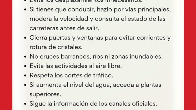 Alerta roja por lluvias intensas en toda la costa y norte de Castellón a partir de las 18:00 Cartel de alerta roja de la Diputación de Castellón por riesgo de tormentas y lluvias intensas con recomendaciones de seguridad