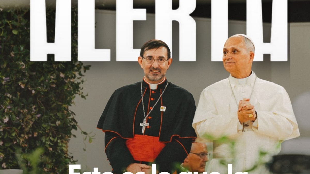 Cartel de Madrid Live Meeting sobre reflexiones de la Iglesia con mensajes del Papa León XIV y el arzobispo José Cobo
