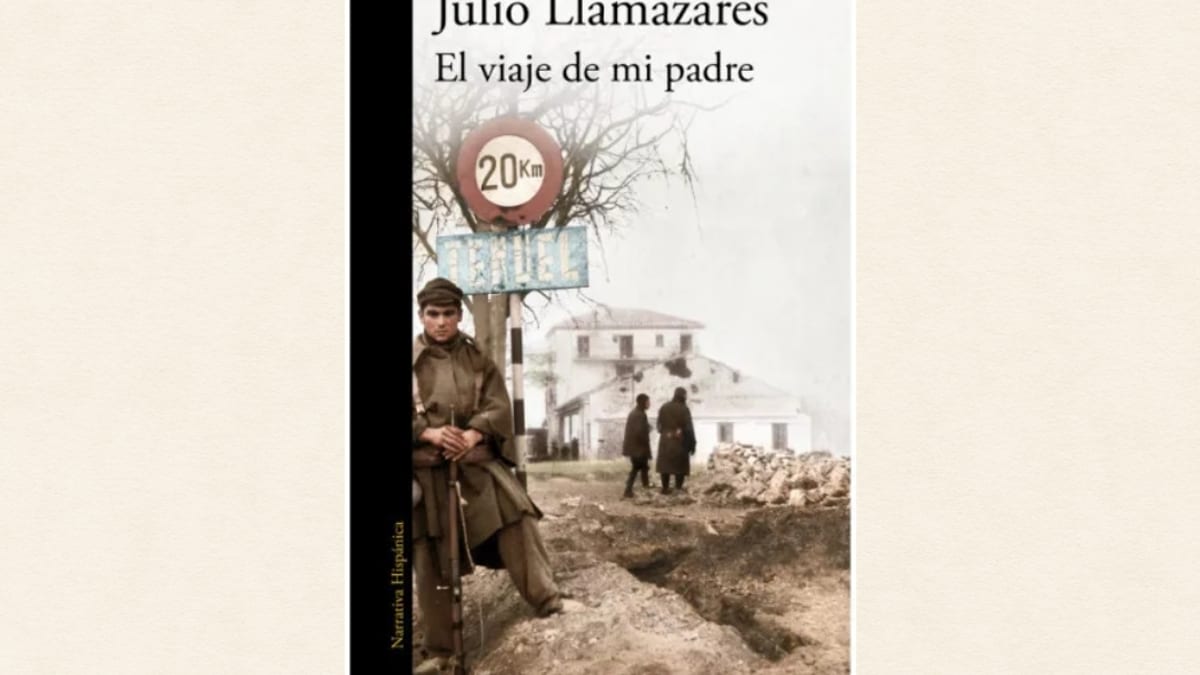 Cartel oficial del Premio Nacional de Narrativa 2026 con el nombre de Julio Llamazares y el título 'El viaje de mi padre', editado por Alfaguara