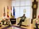 Recepción oficial a Txema Ortega y su perra Tokyo en Logroño con el alcalde Conrado Escobar y el presidente de Logroño Deporte