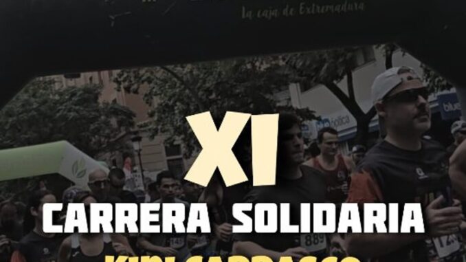 Agotados los dorsales en la XI carrera solidaria de Kini Carrasco Cartel de la XI Carrera Solidaria Kini Carrasco, con el apoyo de Caja Rural de Extremadura
