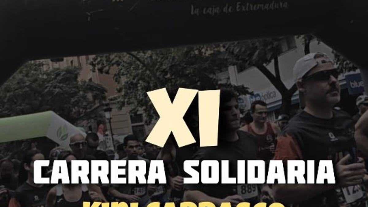 Cartel de la XI Carrera Solidaria Kini Carrasco, con el apoyo de Caja Rural de Extremadura